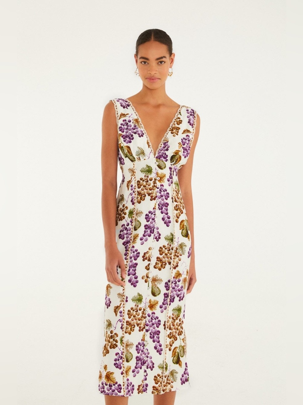 FARM RIO Grape Garden Cream Sleeveless Midi Dress - XL brand new with tags